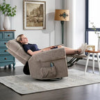 Fauteuil inclinable, pivotant et basculant manuel couleur Chameau/Blanc, une place