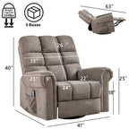 Fauteuil inclinable, pivotant et basculant manuel couleur Chameau/Blanc, une place