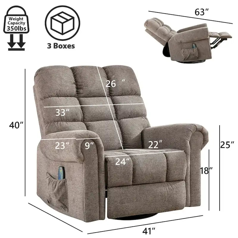 Fauteuil inclinable, pivotant et basculant manuel couleur Chameau/Blanc, une place