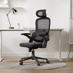 Fauteuil de bureau ergonomique en maille noire à dossier haut, utilisateur unique, 75×70×126 cm