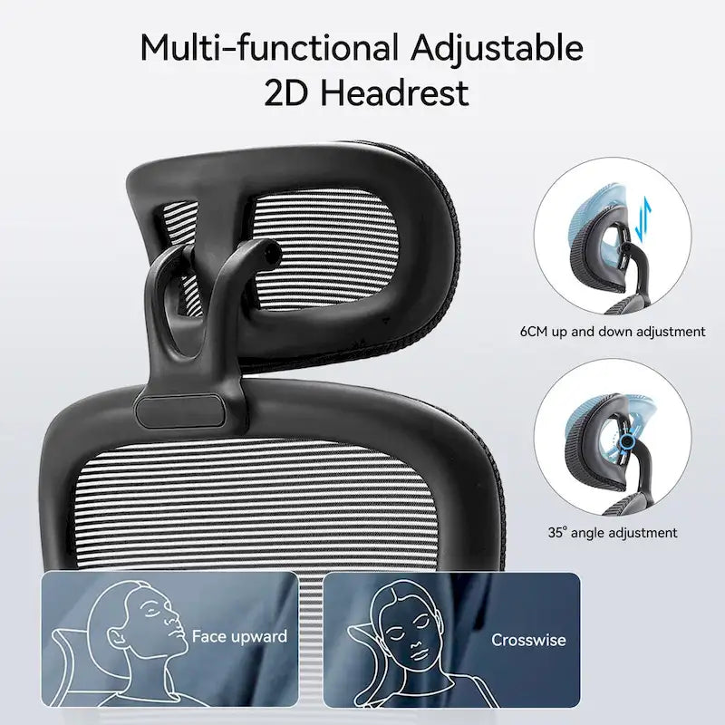 Fauteuil de bureau ergonomique en maille noire à dossier haut, utilisateur unique, 75×70×126 cm