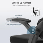 Fauteuil de bureau ergonomique en maille noire à dossier haut, utilisateur unique, 75×70×126 cm
