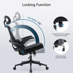 Fauteuil de bureau ergonomique en maille noire à dossier haut, utilisateur unique, 75×70×126 cm