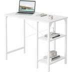 Bureau d'écriture en acier noir et bois de 89 cm avec étagères de rangement, 1 personne