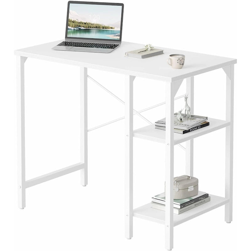 Bureau d'écriture en acier noir et bois de 89 cm avec étagères de rangement, 1 personne