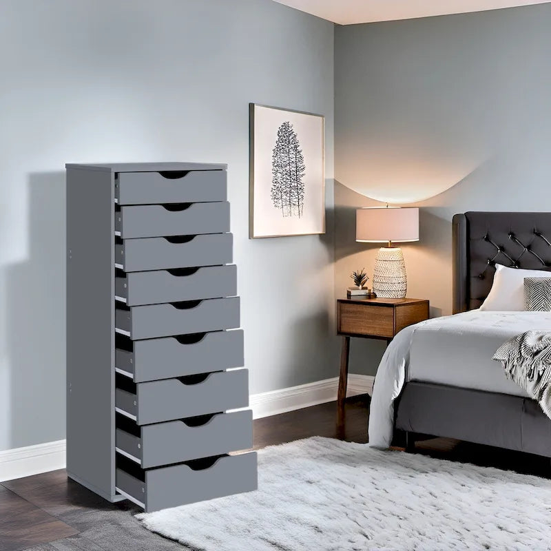 Commode verticale étroite à 9 tiroirs multicolore, Armoire de rangement simple