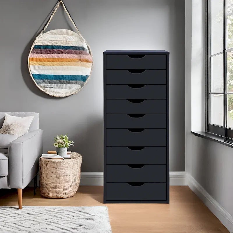 Commode verticale étroite à 9 tiroirs multicolore, Armoire de rangement simple