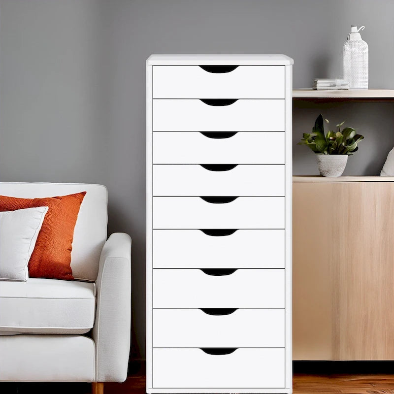 Commode verticale étroite à 9 tiroirs multicolore, Armoire de rangement simple