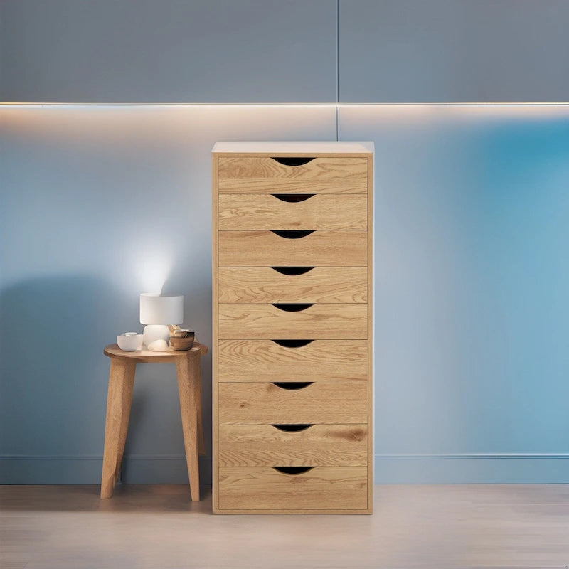 Commode verticale étroite à 9 tiroirs multicolore, Armoire de rangement simple