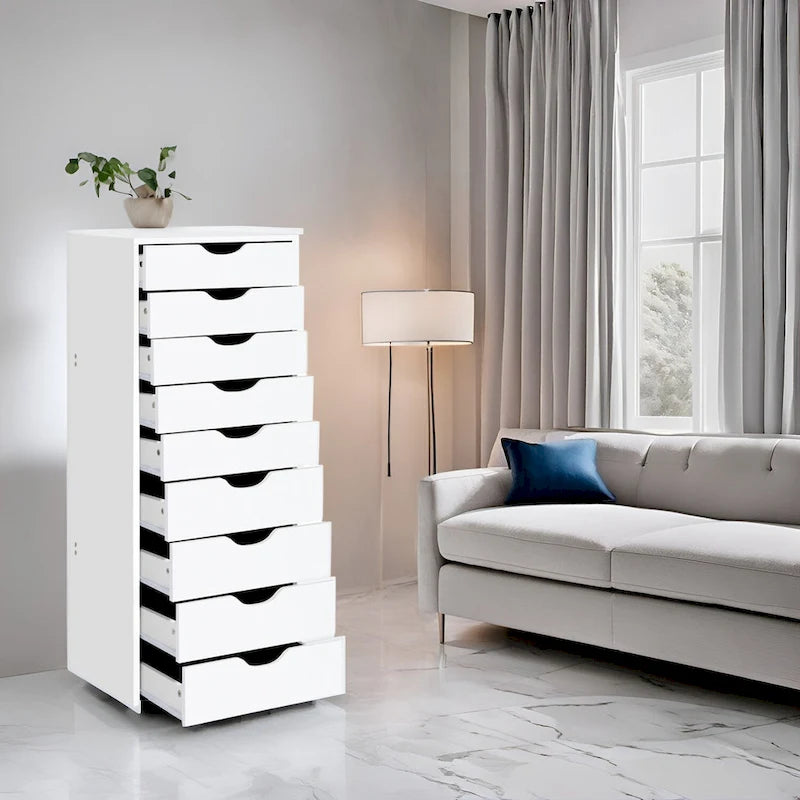 Commode verticale étroite à 9 tiroirs multicolore, Armoire de rangement simple
