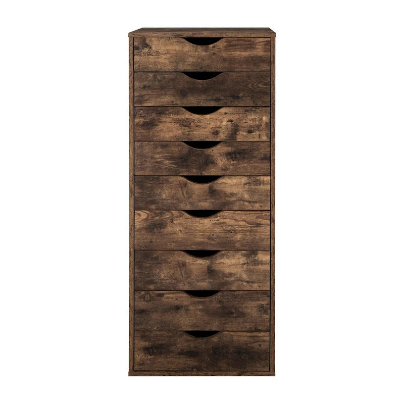 Commode verticale étroite à 9 tiroirs multicolore, Armoire de rangement simple
