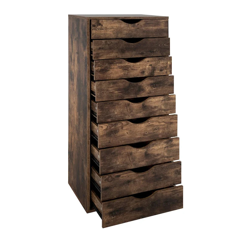 Commode verticale étroite à 9 tiroirs multicolore, Armoire de rangement simple