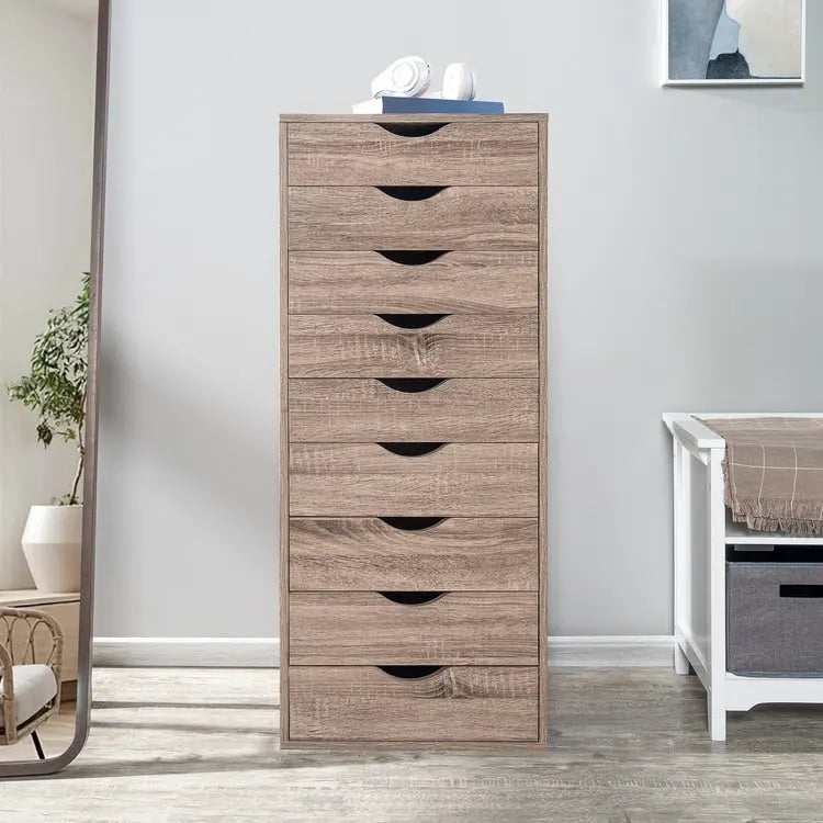 Commode verticale étroite à 9 tiroirs multicolore, Armoire de rangement simple