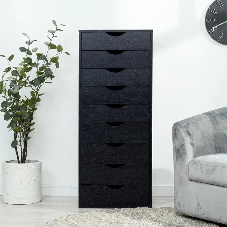 Commode verticale étroite à 9 tiroirs multicolore, Armoire de rangement simple