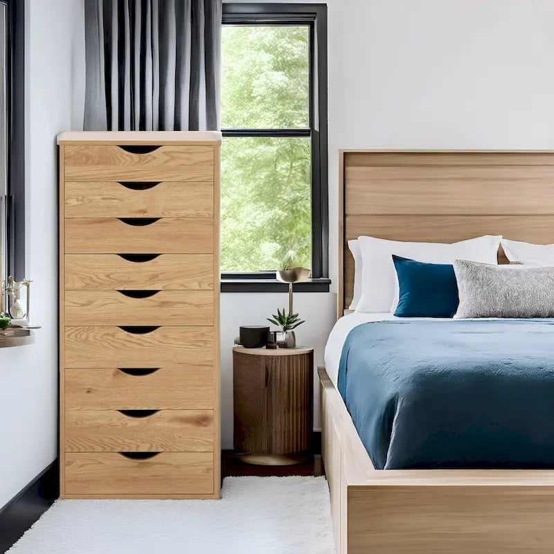 Commode verticale étroite à 9 tiroirs multicolore, Armoire de rangement simple