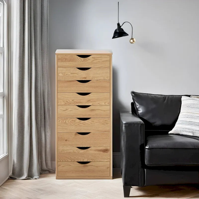 Commode verticale étroite à 9 tiroirs multicolore, Armoire de rangement simple