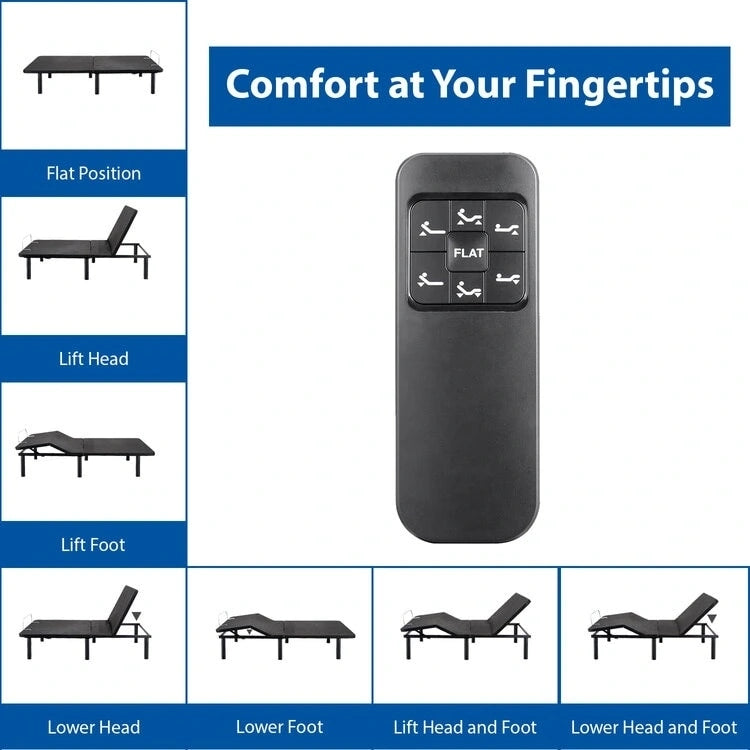 Sommier articulé réglable gris/noir avec option massage – Twin XL / Full / Queen / King / Split King