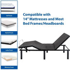 Sommier articulé réglable gris/noir avec option massage – Twin XL / Full / Queen / King / Split King
