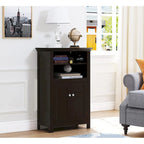 Meuble autoportant Blanc/Espresso avec portes, MDF, Simple