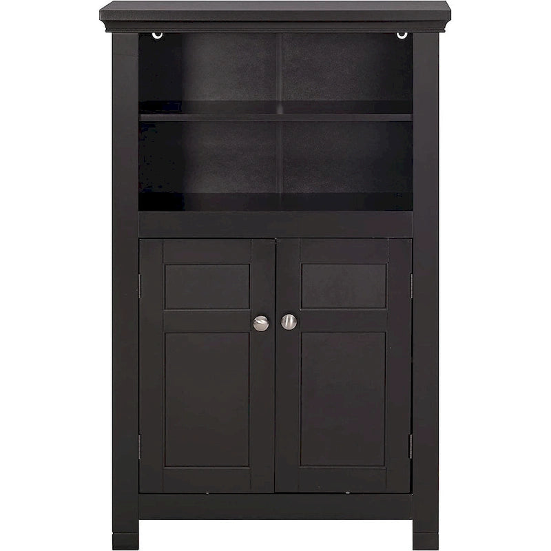 Meuble autoportant Blanc/Espresso avec portes, MDF, Simple