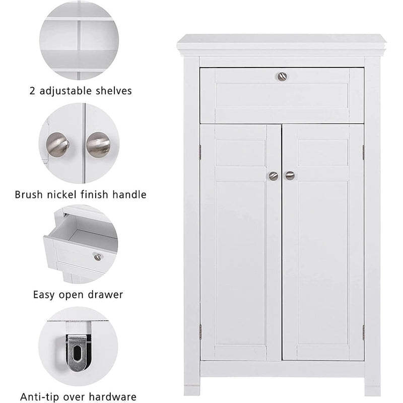 Meuble autoportant Blanc/Espresso avec portes, MDF, Simple