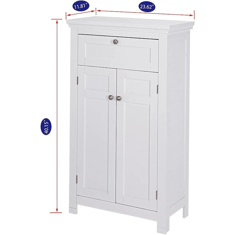 Meuble autoportant Blanc/Espresso avec portes, MDF, Simple