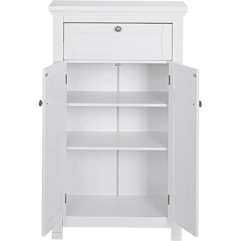 Meuble autoportant Blanc/Espresso avec portes, MDF, Simple
