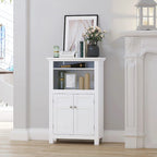 Meuble autoportant Blanc/Espresso avec portes, MDF, Simple