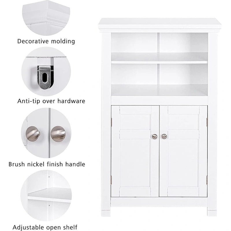 Meuble autoportant Blanc/Espresso avec portes, MDF, Simple