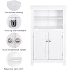 Meuble autoportant Blanc/Espresso avec portes, MDF, Simple