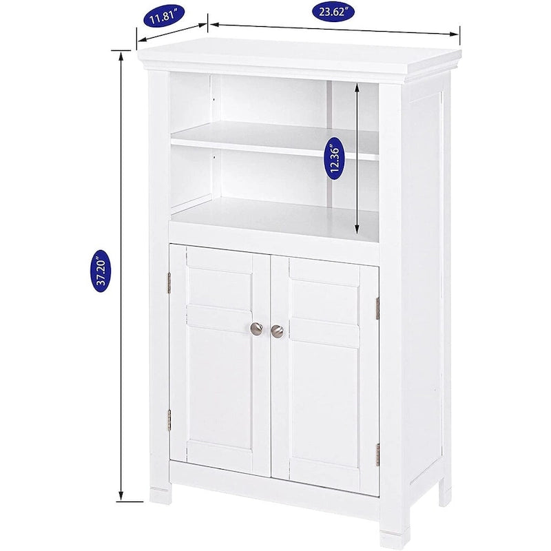 Meuble autoportant Blanc/Espresso avec portes, MDF, Simple