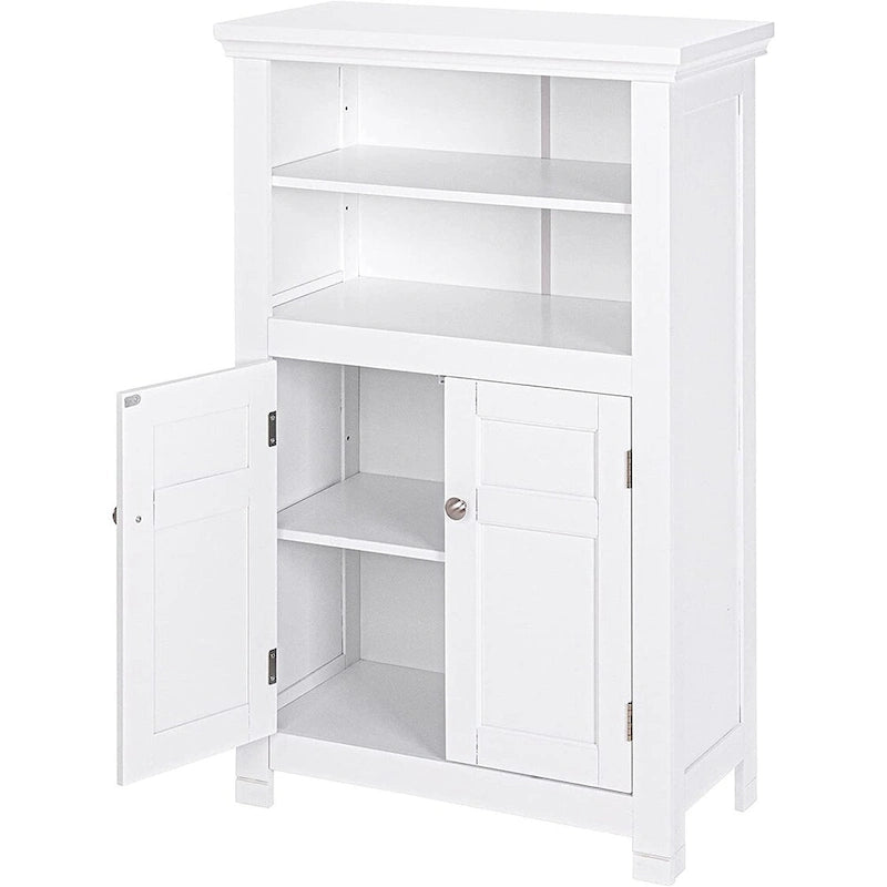 Meuble autoportant Blanc/Espresso avec portes, MDF, Simple
