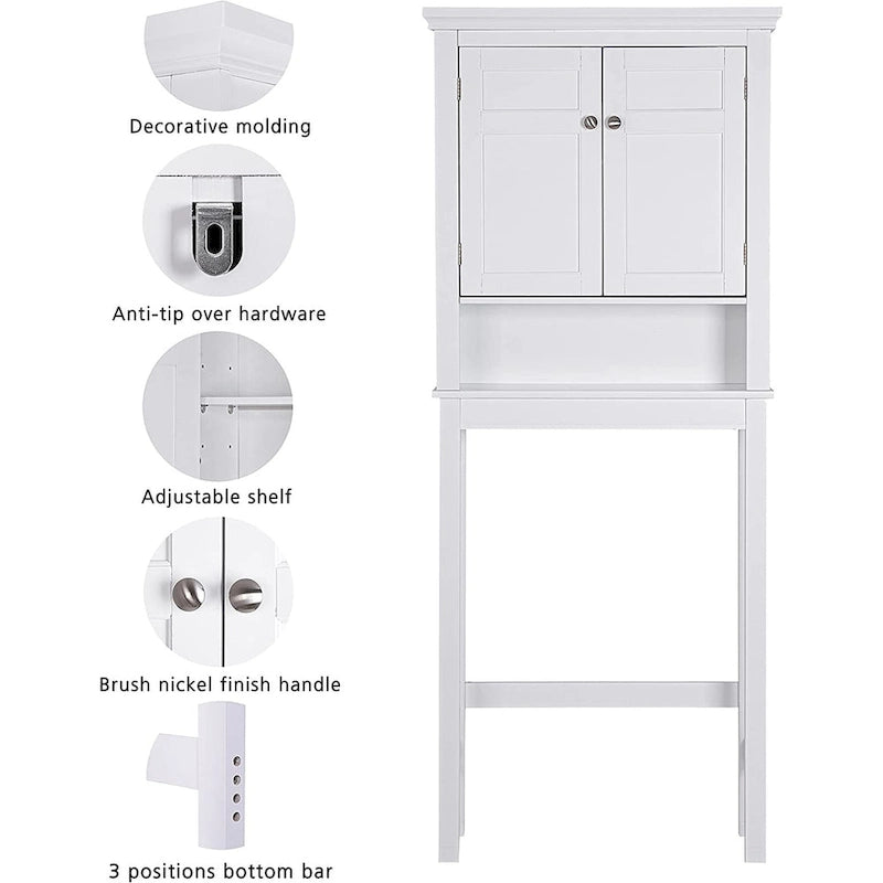 Meuble de rangement pour WC avec tiroir – Blanc / Espresso, 2 portes, assemblage par 1 personne