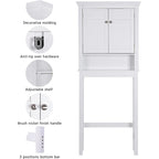Meuble de rangement pour WC avec tiroir – Blanc / Espresso, 2 portes, assemblage par 1 personne