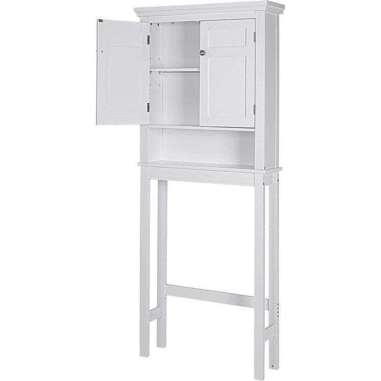Meuble de rangement pour WC avec tiroir – Blanc / Espresso, 2 portes, assemblage par 1 personne