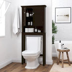 Meuble de rangement pour WC avec tiroir – Blanc / Espresso, 2 portes, assemblage par 1 personne