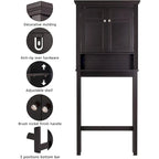 Meuble de rangement pour WC avec tiroir – Blanc / Espresso, 2 portes, assemblage par 1 personne