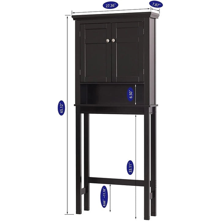 Meuble de rangement pour WC avec tiroir – Blanc / Espresso, 2 portes, assemblage par 1 personne