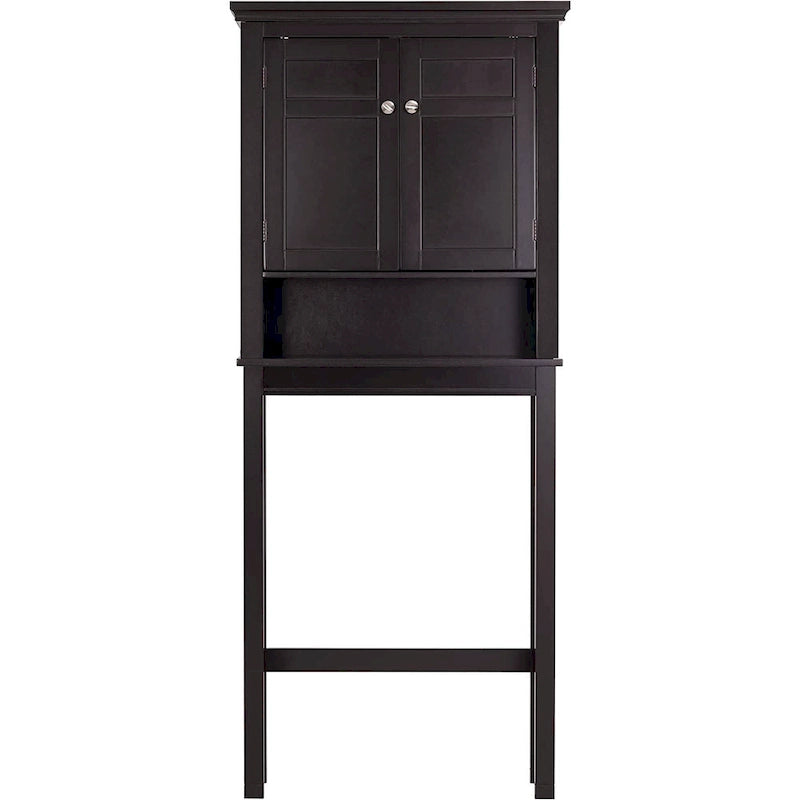 Meuble de rangement pour WC avec tiroir – Blanc / Espresso, 2 portes, assemblage par 1 personne