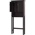 Meuble de rangement pour WC avec tiroir – Blanc / Espresso, 2 portes, assemblage par 1 personne