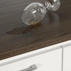 Îlot de cuisine 2 places en chêne gris et blanc avec 4 tiroirs, style contemporain