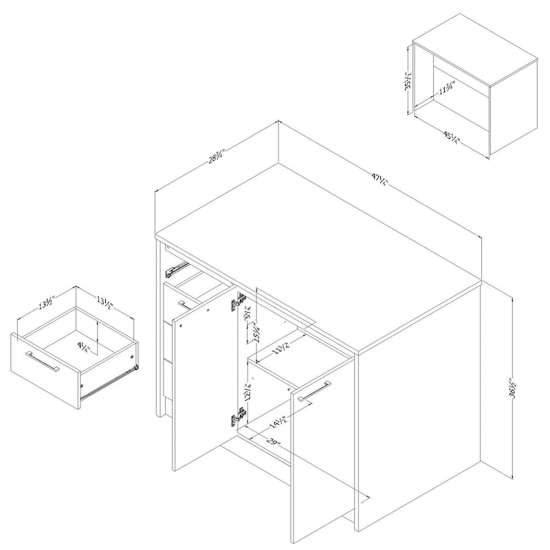 Îlot de cuisine 2 places en chêne gris et blanc avec 4 tiroirs, style contemporain