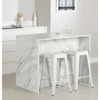 Îlot de cuisine 2 places en chêne gris et blanc avec 4 tiroirs, style contemporain