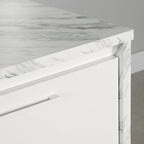 Îlot de cuisine 2 places en chêne gris et blanc avec 4 tiroirs, style contemporain