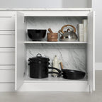 Îlot de cuisine 2 places en chêne gris et blanc avec 4 tiroirs, style contemporain