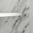 Îlot de cuisine 2 places en chêne gris et blanc avec 4 tiroirs, style contemporain