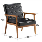 Fauteuil d'appoint capitonné en similicuir noir/marron, une place