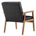 Fauteuil d'appoint capitonné en similicuir noir/marron, une place