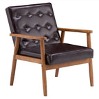 Fauteuil d'appoint capitonné en similicuir noir/marron, une place