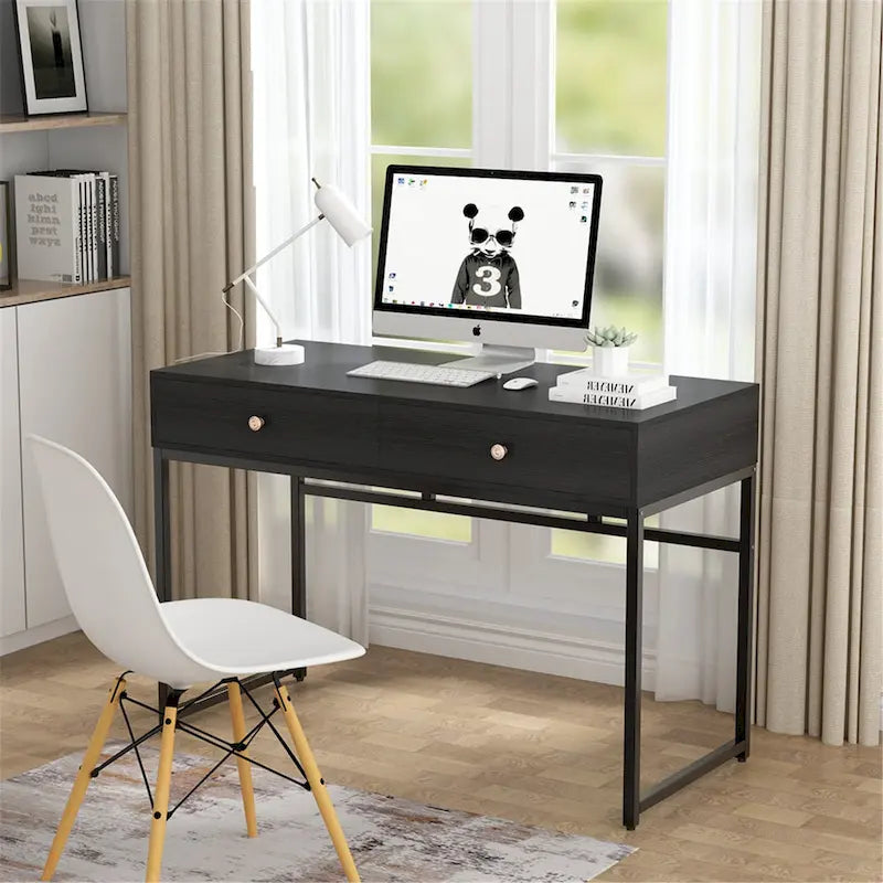 Table de bureau à domicile de 120 cm avec 2 tiroirs de rangement